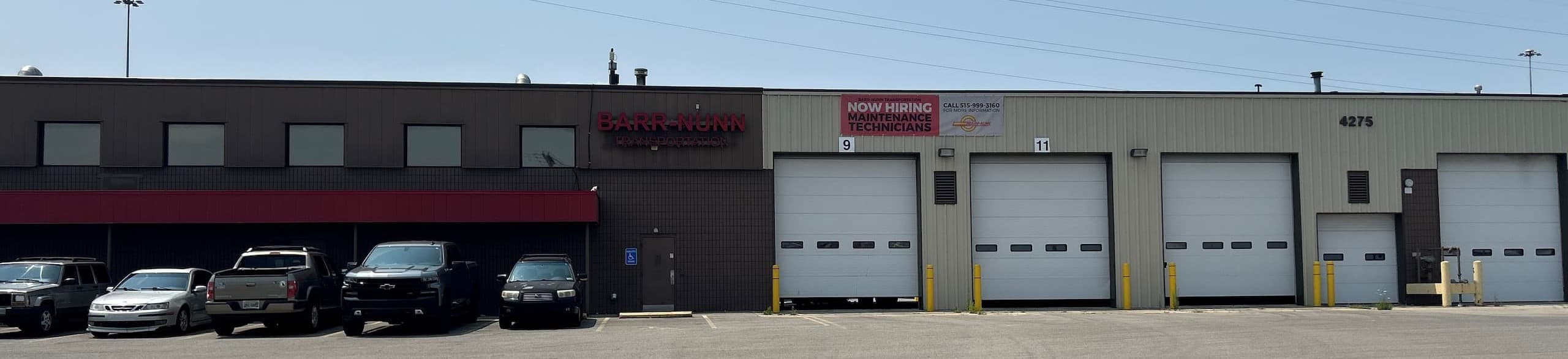 Barr-Nunn Columbus, OH truck terminal building showing main driver entrance during the day