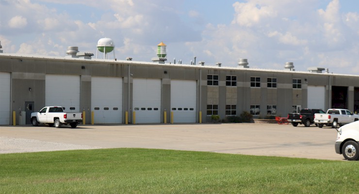Barr-Nunn Des Moines, IA area truck terminal building shown showing company truck service bays